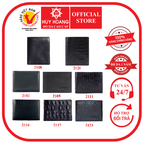 Ví nam da bò cao cấp nhiều loại màu đen HD2102-05-08-11-14-17-20-23