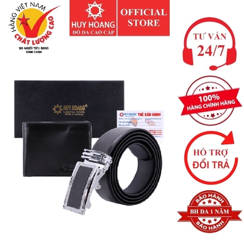 Bóp nam & Dây nịt nam da bò màu đen HD2102-HD4111