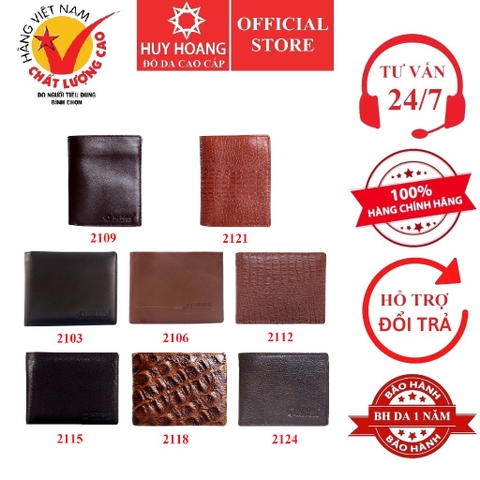Ví nam da bò cao cấp nhiều loại màu nâu HD2103-06-09-12-15-18-21-24