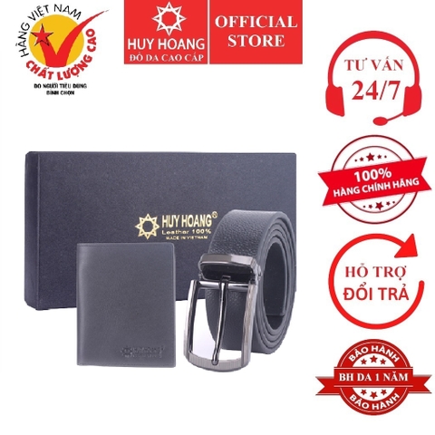 Bóp & Dây nịt nam da bò màu đen HD2108-HD4120