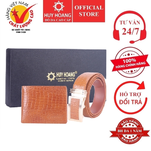 Bóp & Dây nịt nam da bò vân cá sấu màu da HD2110-HD4113