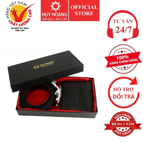 Bóp nam & Dây nịt nam da bò màu đen HD2111-HD4114