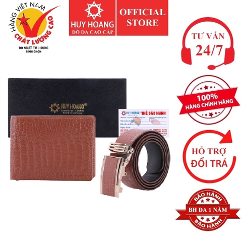 Bóp nam & Dây nịt nam da bò màu nâu HD2112-HD4115
