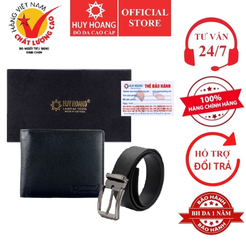 Bóp nam & Dây nịt nam da bò màu đen HD2114-HD4108