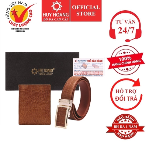 Bóp & Dây nịt nam da bò vân cá sấu màu da HD2119-HD4113