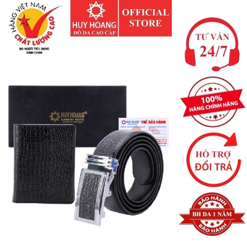 Bóp nam & Dây nịt nam da bò màu đen HD2120-HD4114