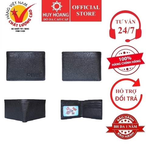 Bóp nam Huy Hoàng da bò cỡ nhỏ màu đen HD2123