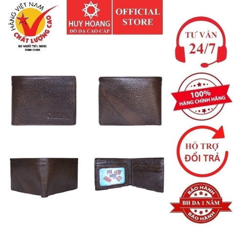 Bóp nam Huy Hoàng da bò cỡ nhỏ màu nâu HD2124