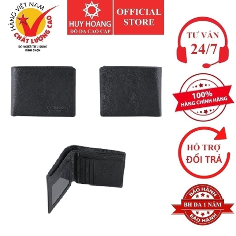 Ví nam Huy Hoàng da bò mini màu đen HD2126
