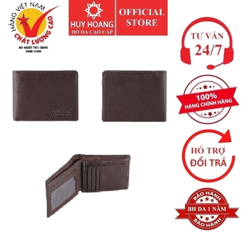 Ví nam Huy Hoàng da bò mini màu nâu HD2127