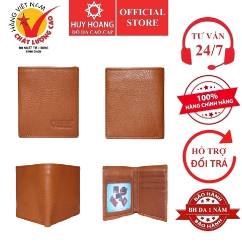 Bóp nam Huy Hoàng da bò kiểu đứng cỡ nhỏ màu da HD2149