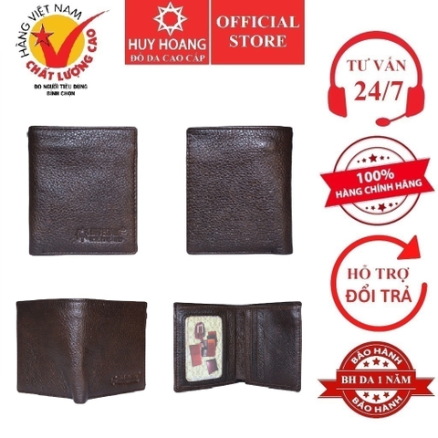 Bóp nam da bò kiểu đứng cỡ nhỏ màu nâu HD2151