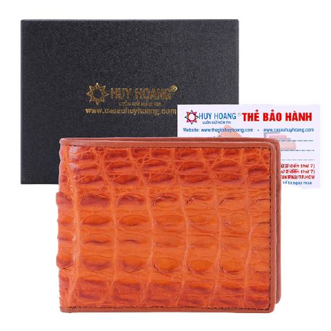 Bóp nam da cá sấu gai đuôi màu vàng bò HD2209