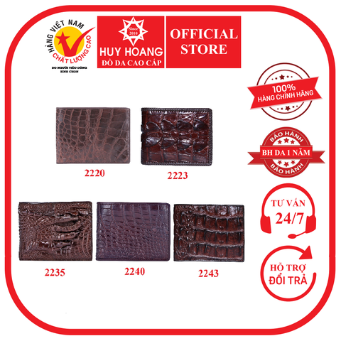 Bóp nam da cá sấu nhiều loại màu nâu đất HD2220-23-35-40-43
