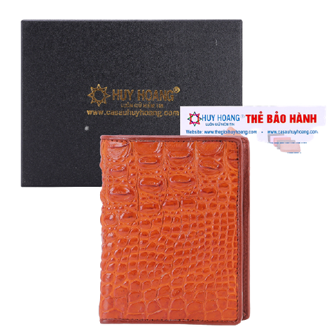 Bóp nam da cá sấu kiểu đứng màu vàng bò HD2230