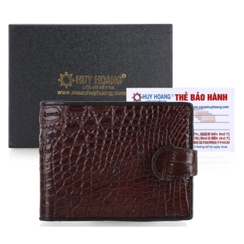 Bóp nam da cá sấu nút bấm màu nâu đất HD2244