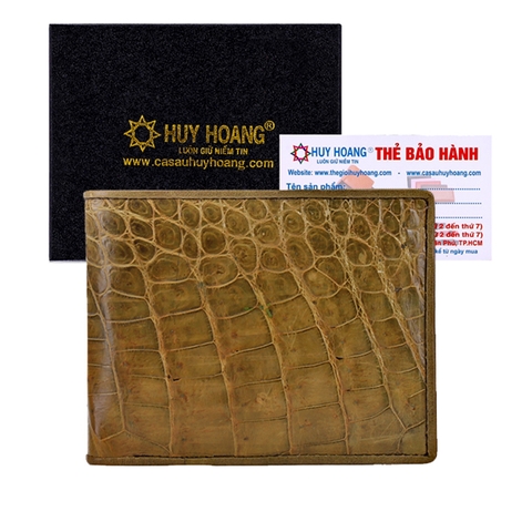 Bóp nam da cá sấu da bụng màu rêu HD2252