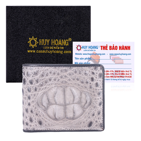 Bóp nam Huy Hoàng da cá sấu gù đầu màu xám HD2290