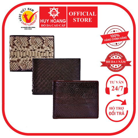 Ví nam Huy Hoàng da trăn màu da nguyên thủy, đen, nâu HD2301-02-03