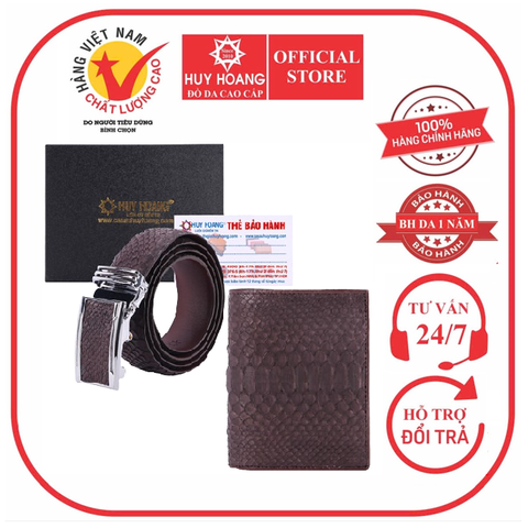 Bóp & Dây nịt nam Huy Hoàng da trăn màu nâu HD2305-HD4312