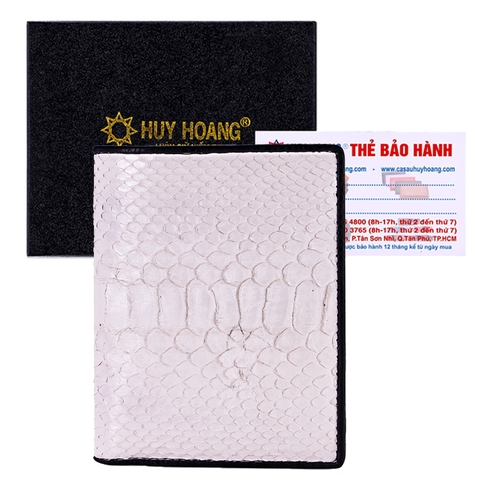 Bóp nam Huy Hoàng da trăn kiểu đứng màu trắng HD2311