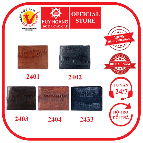 Bóp nam Huy Hoàng da đà điểu da chân nhiều màu HD2401-02-03-04-33