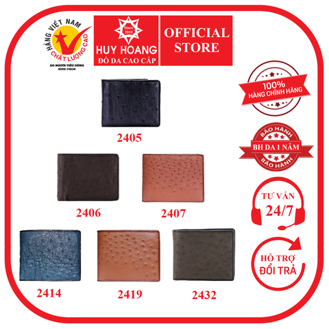 Ví nam da đà điểu da bụng nhiều màu HD2405-06-07-14-19-32