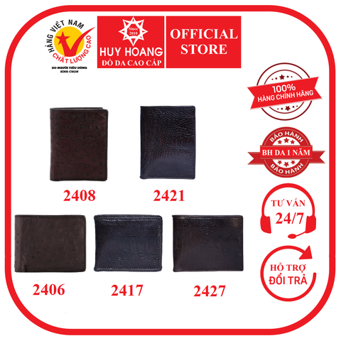 Ví nam da đà điểu nhiều loại màu nâu đất HD2406-08-17-21-27