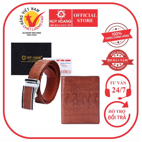 Bóp & Dây nịt nam da đà điểu da chân màu vàng bò HD2412-HD4403