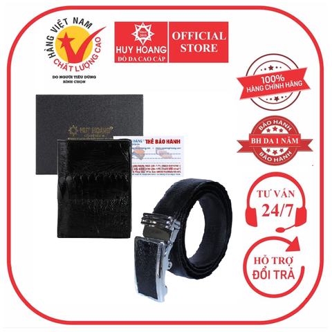 Bóp & Dây nịt nam da đà điểu da chân màu đen HD2413-HD4401
