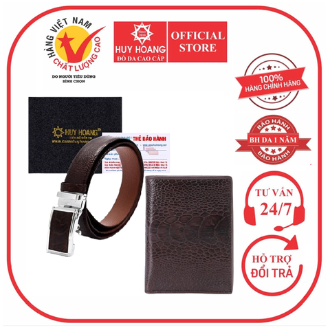 Bóp & Dây nịt nam da đà điểu da chân màu nâu đất HD2415-HD4402