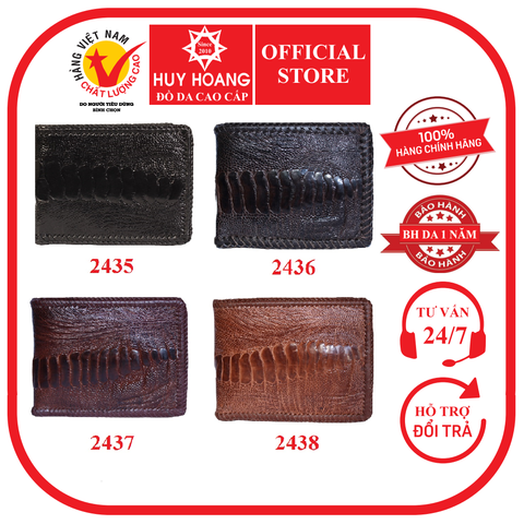 Ví nam da đà điểu da chân đan viền nhiều màu HD2435-36-37-38