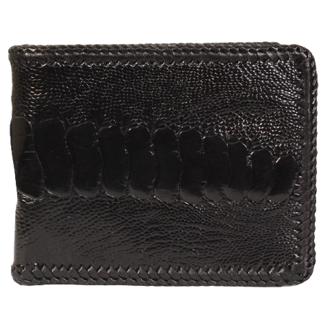 Bóp nam Huy Hoàng da đà điểu da chân đan viền màu đen HD2435