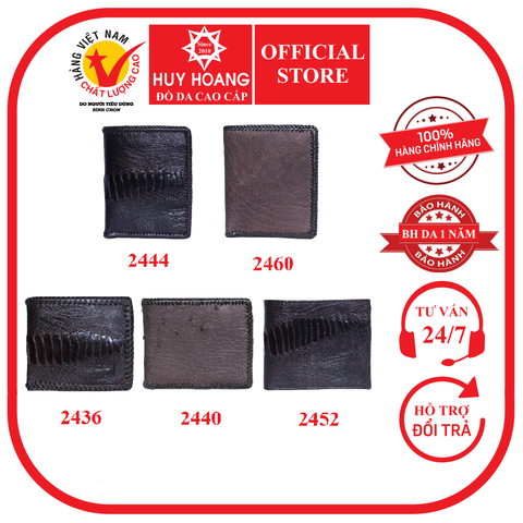 Ví nam da đà điểu nhiều loại màu nâu đất HD2436-40-44-52-60