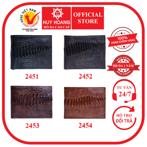 Ví nam da đà điểu da chân 2 mặt da nhiều màu HD2451-52-53-54