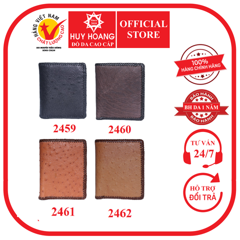 Bóp nam da đà điểu da bụng kiểu đứng đan viên nhiều màu HD2459-60-61-62