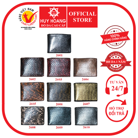 Bóp nam Huy Hoàng da rắn biển nhiều màu HD2601-10