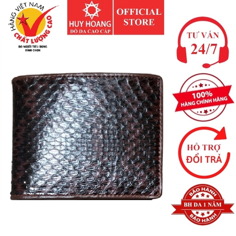 Bóp nam Huy Hoàng da rắn biển màu đỏ đô phối nâu đất HD2602