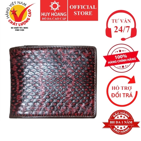 Bóp nam Huy Hoàng da rắn biển màu đỏ phối nâu HD2603