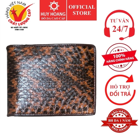 Bóp nam Huy Hoàng da rắn biển màu phối nâu đỏ HD2605