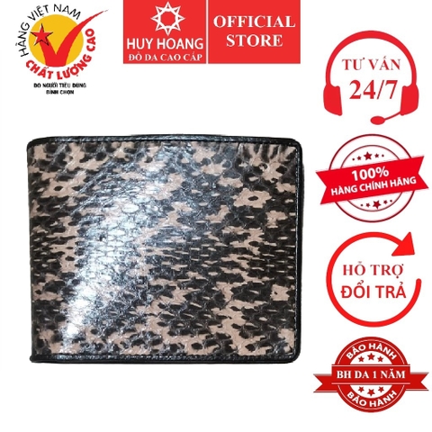 Bóp nam Huy Hoàng da rắn biển màu xám phối trắng HD2608