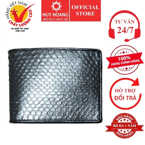 Bóp nam Huy Hoàng da rắn biển màu xanh rêu phối đen HD2610