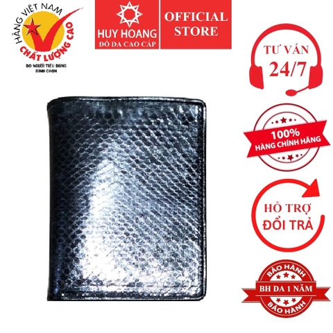 Bóp nam Huy Hoàng da rắn biển kiểu đứng màu đen HD2611