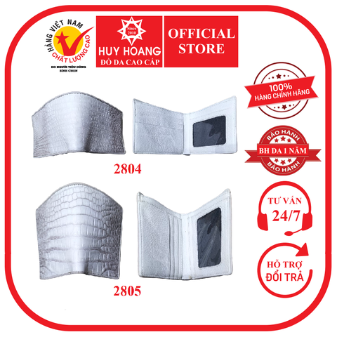 Bóp nam Huy Hoàng da cá sấu da bụng màu bạch tạng HD2804-05