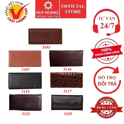 Ví nữ da bò nhiều loại màu nâu HD3103-07-10-15-17-23-29