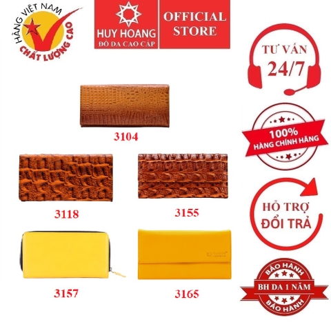 Ví nữ da bò nhiều loại màu vàng HD3104-18-55-57-65