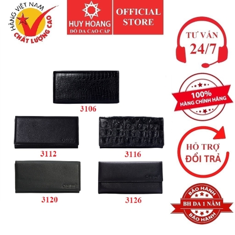 Ví nữ da bò nhiều loại màu đen HD3106-12-16-20-26