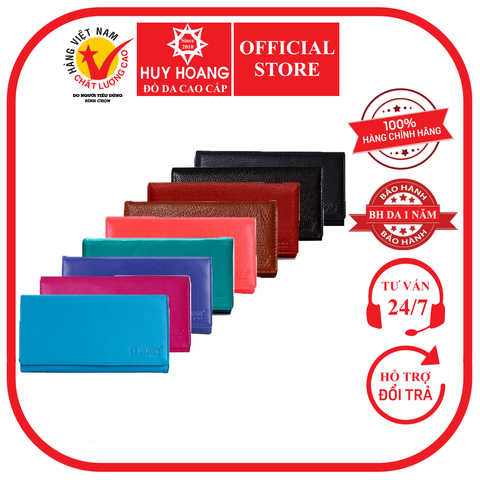 Ví nữ da bò cao cấp 3 gấp màu da, đen, đỏ, hồng, nâu, xanh, xanh dương, đỏ tươi, xanh biển HD3111-12-13-14-15-24-58-62-63