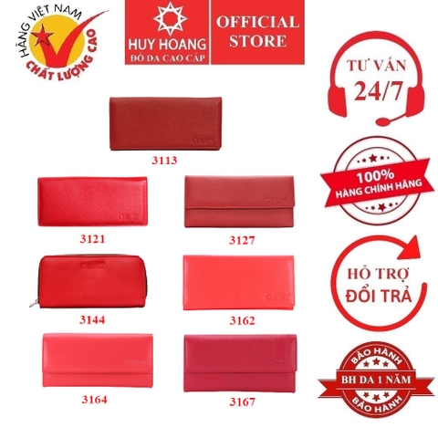 Ví nữ da bò nhiều loại màu đỏ HD3113-21-27-44-62-64-67