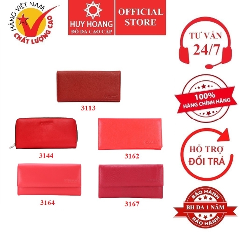 Ví nữ da bò nhiều loại màu đỏ HD3113-44-62-64-67